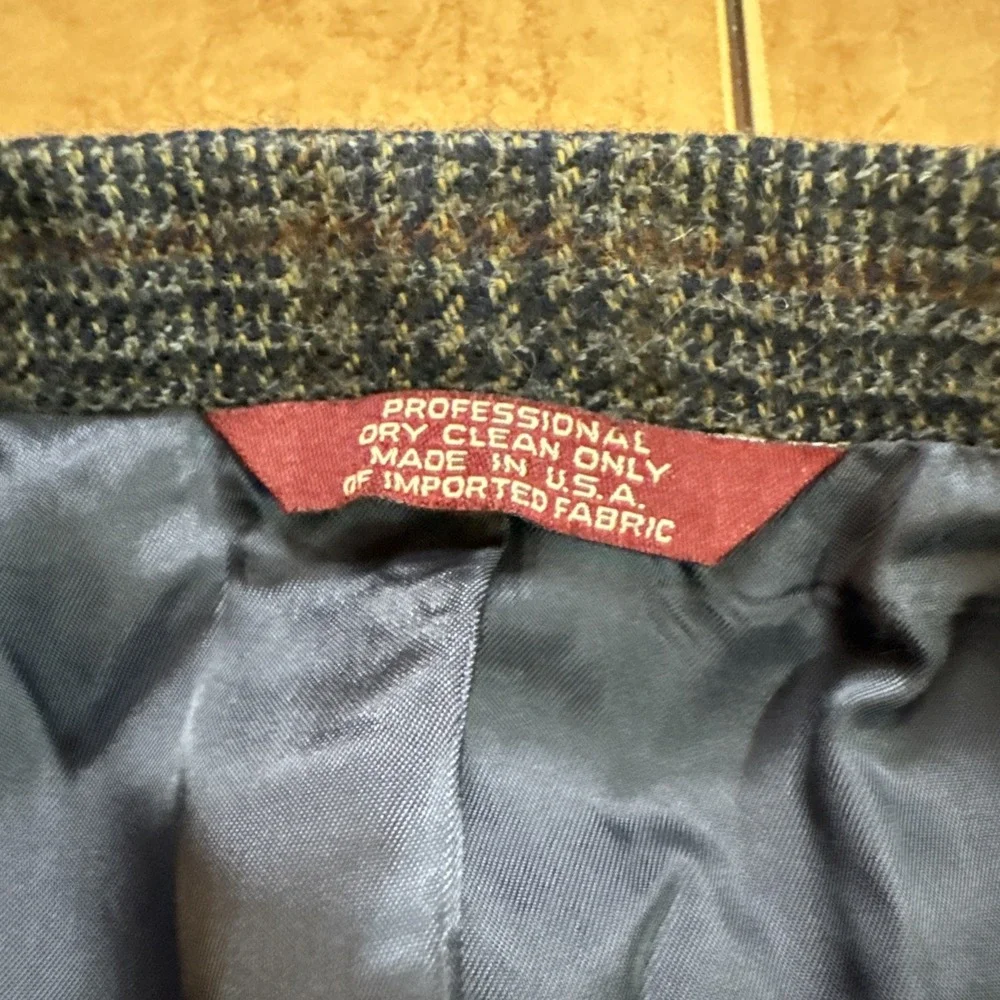 Corbin Mens Sz 44R Blue Brown Glen Plaid Flannel Wool Blazer Sport Coat Jacket